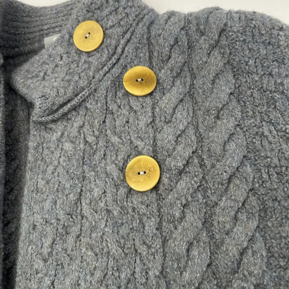 Aran Woollen Mills Cardigan Womens Small Blue Merino Wool Cable Knit Ireland